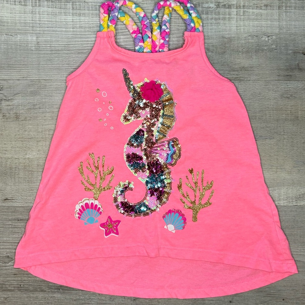 012 Tommie Bahamas spaghetti straps top for girls toddler size seahorse sequins